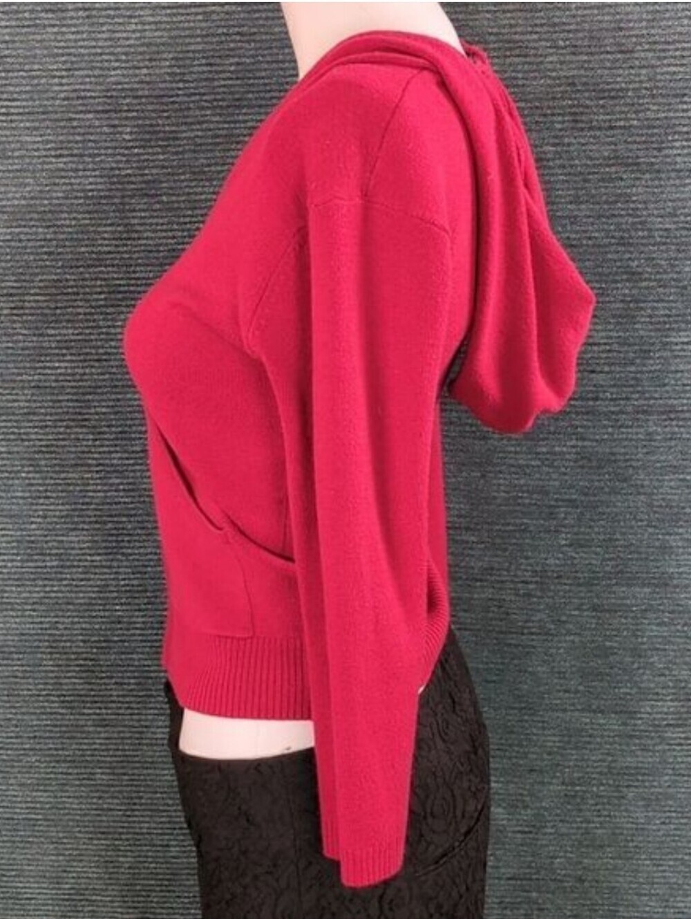 Vintage Rampage Cropped Red Hoodie Sweater, 3/4 Length Sleeves